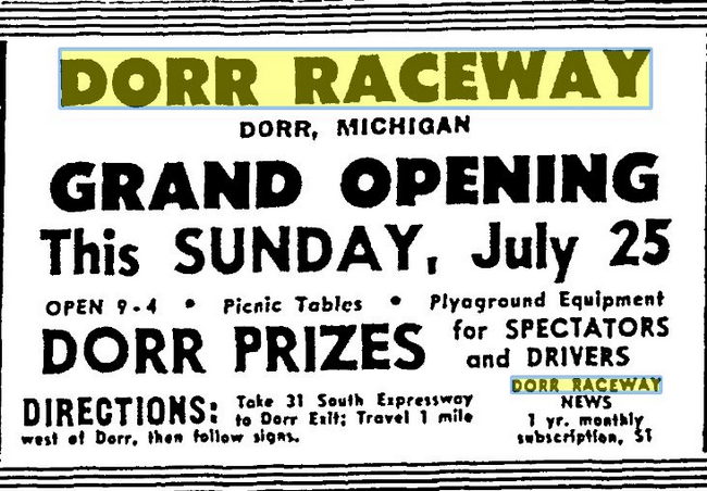 Dorr Raceway - July 1965 Ad (newer photo)